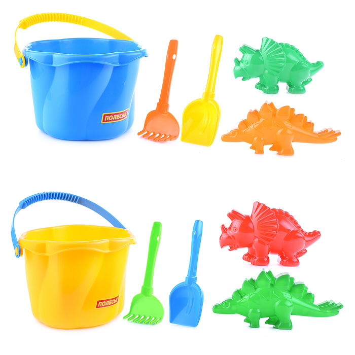 Набор №665: ведро-цветок среднее №4, лопатка №5, грабельки №5, формочки (динозавр №1 + динозавр №2) Набор №665: ведро-цветок среднее №4, лопатка №5, грабельки №5, формочки (динозавр №1 + динозавр №2)