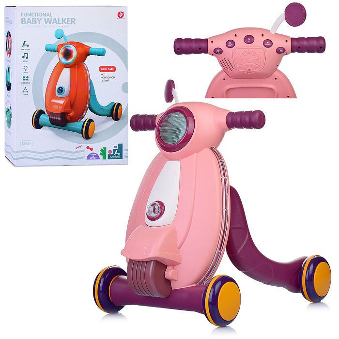 Ходунки 922-605 "Мотобайк" свет, звук, розовый Ходунки 922-605 "Мотобайк" свет, звук, розовый