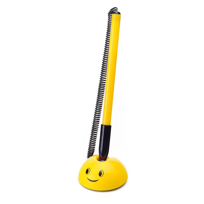 Ручка шариковая на самоклеящейся подставке "Smile" d=0,5 мм, с пластиковым шнуром, желтый н