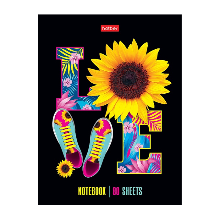 Записная книжка 80л. А6ф клетка "LOVE" тв.переплет глянц. ламин.