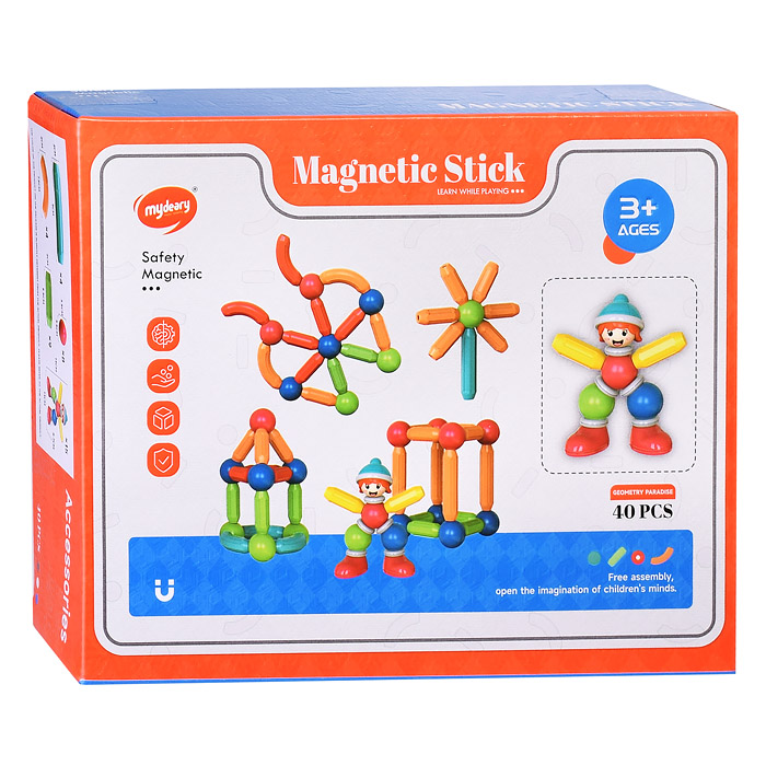 Конструктор GY555-15 "Магнитный" 40 дет. с клоуном Конструктор GY555-15 "Магнитный" 40 дет. с клоуном