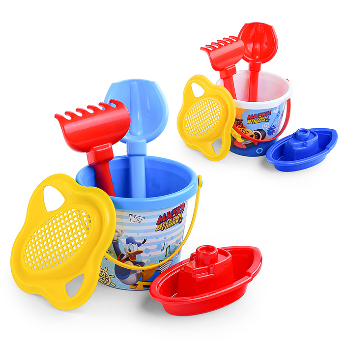 Набор Disney «Микки и Весёлые гонки» №3: ведро малое с наклейкой, ситечко-цветок, совок №2, грабельк Набор Disney «Микки и Весёлые гонки» №3: ведро малое с наклейкой, ситечко-цветок, совок №2, грабельк