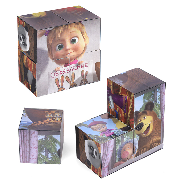 Набор из 4-х кубиков "Маша и медведь" 