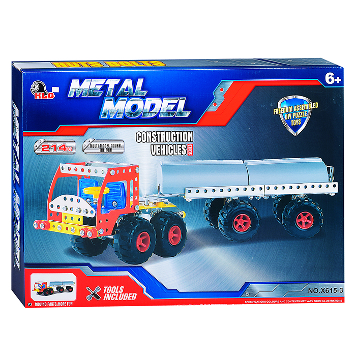 Конструктор X615-3 металлический "Автоцистерна" (214 дет.) в коробке
