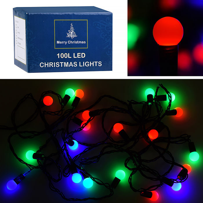 Электрогирлянда Шарик матовый, 20 ламп, цветная Электрогирлянда Шарик матовый, 20 ламп, цветная