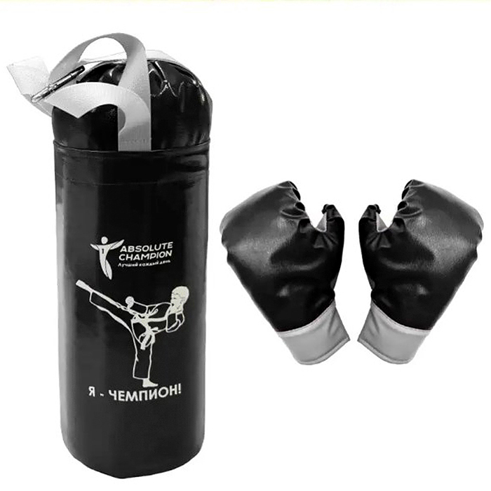 Набор детский игровой "Я-Чемпион" 8кг черный (перчатки, груша)