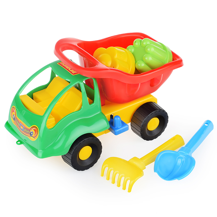 Набор №58: "Муравей", автомобиль-самосвал + совок №2, грабельки №2, 2 формочки Набор №58: "Муравей", автомобиль-самосвал + совок №2, грабельки №2, 2 формочки