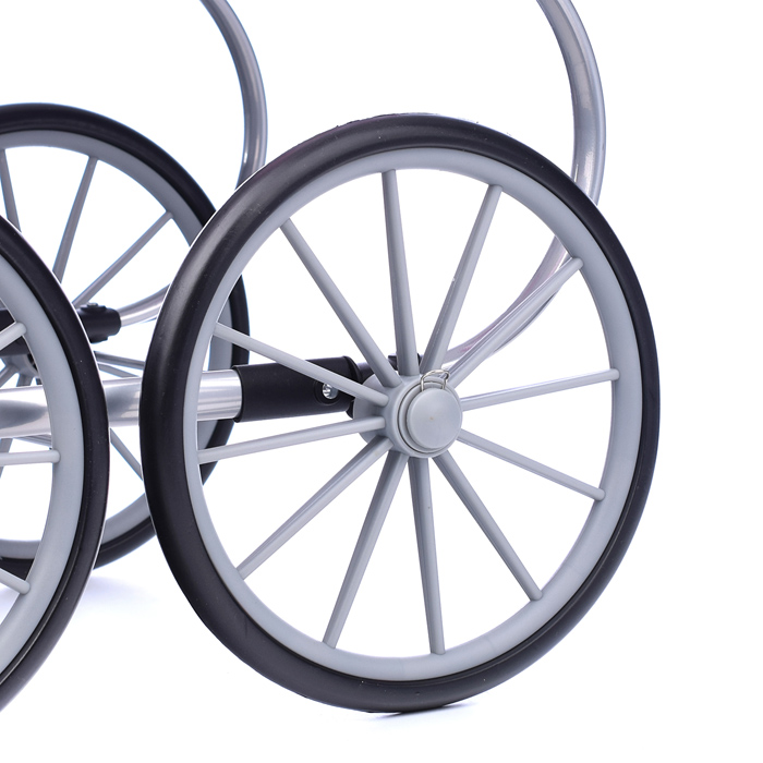 Коляска-люлька 9629 для кукол, металлическая, цвет розовые круги