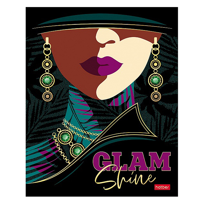 Тетрадь 48л клетка "Королева гламура" 65г/кв.м на скобе мат.ламин. 3D фольга 3D лак 