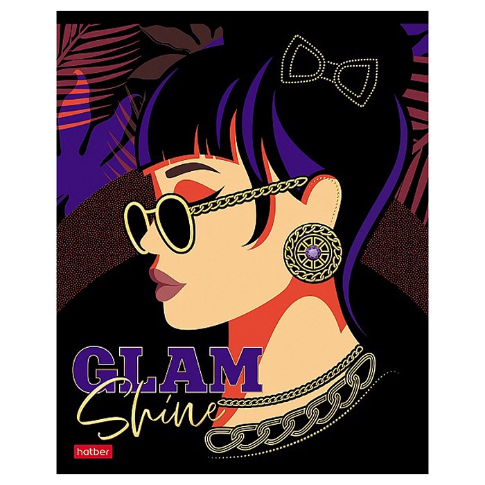 Тетрадь 48л клетка "Королева гламура" 65г/кв.м на скобе мат.ламин. 3D фольга 3D лак 