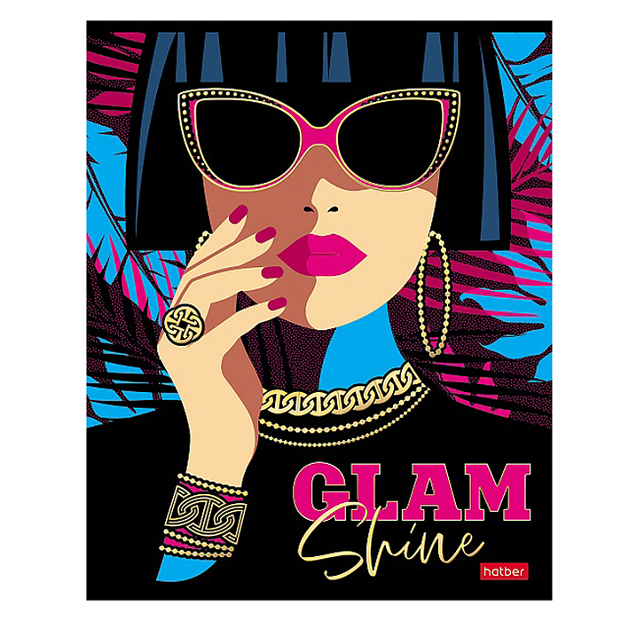 Тетрадь 48л клетка "Королева гламура" 65г/кв.м на скобе мат.ламин. 3D фольга 3D лак 