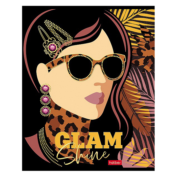 Тетрадь 48л клетка "Королева гламура" 65г/кв.м на скобе мат.ламин. 3D фольга 3D лак 