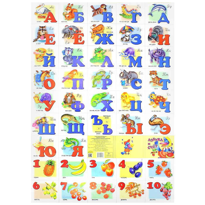 Плакат. Азбука русская с прописными буквами и цифрами (бол. формат)
