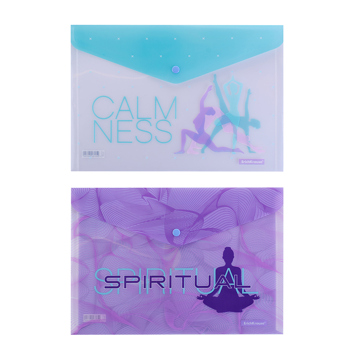 Набор из 4 папок-конвертов на кнопке пластиковых Meditation, A4, ассорти