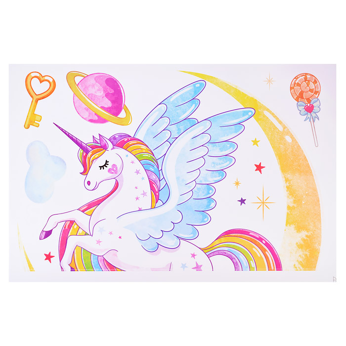 Фото к товару Интерьерная наклейка "Unicorn" 60x90 см, ПВХ, в пластиковом пакете с блистерным подвесом Интерьерная наклейка "Unicorn" 60x90 см, ПВХ, в пластиковом пакете с блистерным подвесом