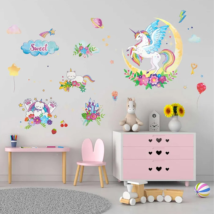 Фото к товару Интерьерная наклейка "Unicorn" 60x90 см, ПВХ, в пластиковом пакете с блистерным подвесом Интерьерная наклейка "Unicorn" 60x90 см, ПВХ, в пластиковом пакете с блистерным подвесом