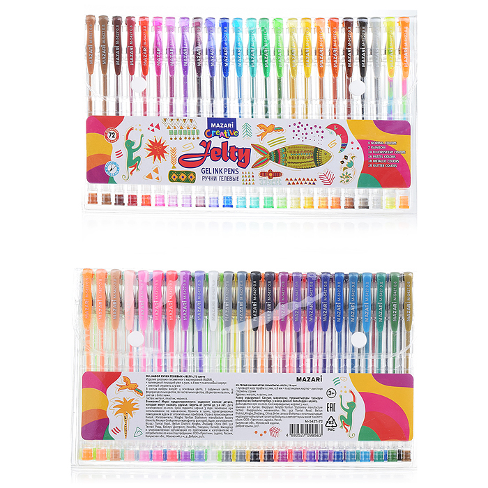 Фото к товару Набор ручек гелевых Jelty, 72 цвета: 6 основных цветов, 15 флуорисцентных цветов, 15 пастельных цвет Набор ручек гелевых Jelty, 72 цвета: 6 основных цветов, 15 флуорисцентных цветов, 15 пастельных цвет
