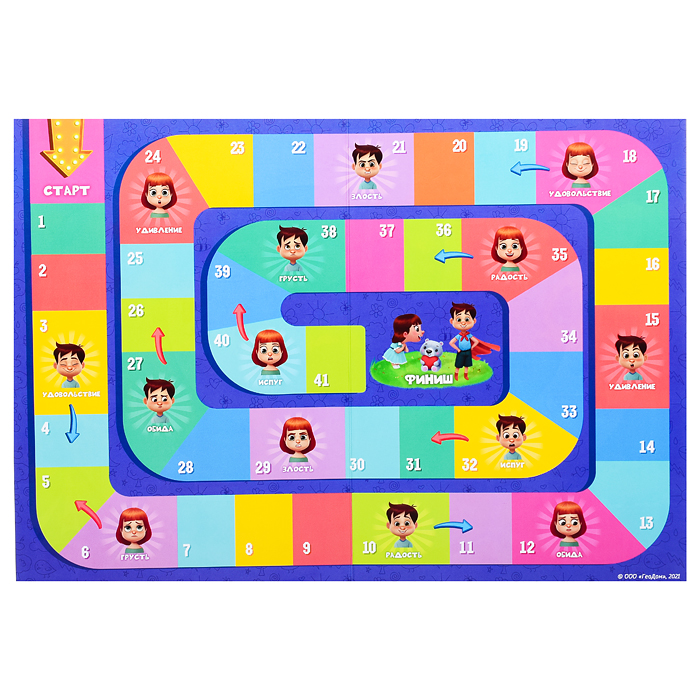 Игра-ходилка с фишками для малышей 2в1. Эмоции+Уроки вежливости. 