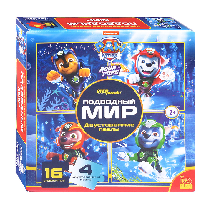 Пазлы 16 "Щенячий патруль. Подводный мир. Двусторонние пазлы" (IQ step) (Никелодеон) Пазлы 16 "Щенячий патруль. Подводный мир. Двусторонние пазлы" (IQ step) (Никелодеон)