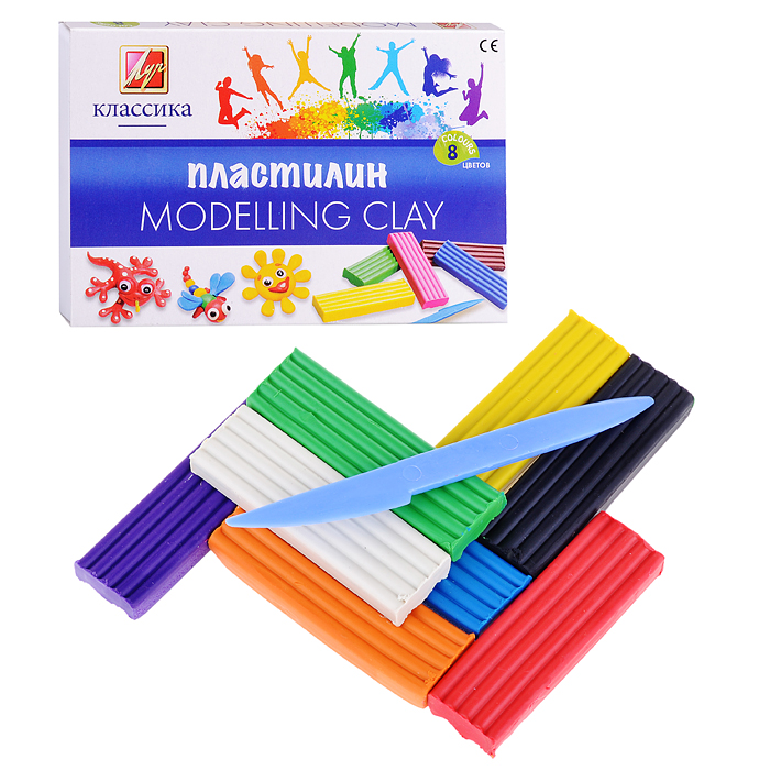 Пластилин 8цв. "Классика" 160г. со стеком