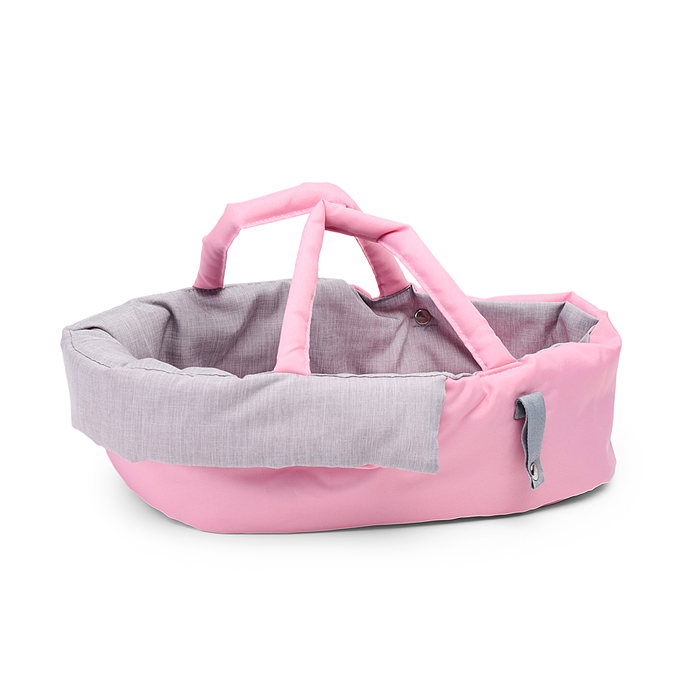 Коляска-люлька 9369 для кукол, металлическая, с корзиной, цвет серо-розовый