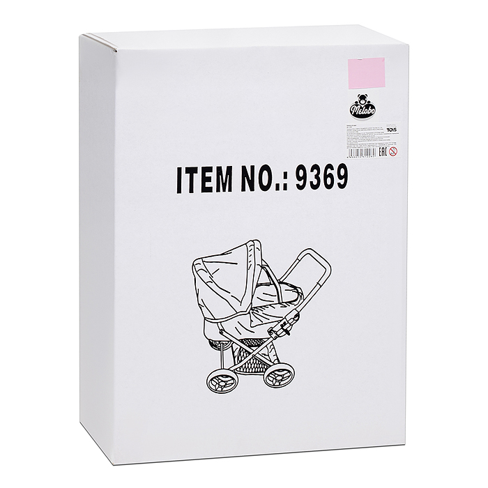 Коляска-люлька 9369 для кукол, металлическая, с корзиной, цвет серо-розовый