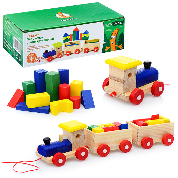 Каталка D0084 "Паровозик" с конструктором Каталка D0084 "Паровозик" с конструктором