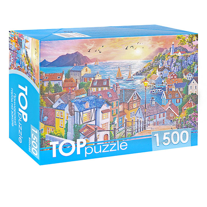 Пазлы 1500 TOPpuzzle "Приморский город на закате"