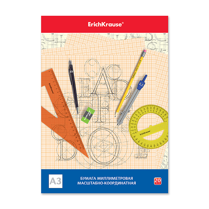 Бумага масштабно-координатная в папке А3, 20 листов Бумага масштабно-координатная в папке А3, 20 листов