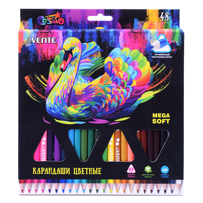 Фото к товару Карандаши цветные "Trio Mega Soft" 48 цветов, 4М, диаметр грифеля 3 мм, трехгранные, в карт Карандаши цветные "Trio Mega Soft" 48 цветов, 4М, диаметр грифеля 3 мм, трехгранные, в карт