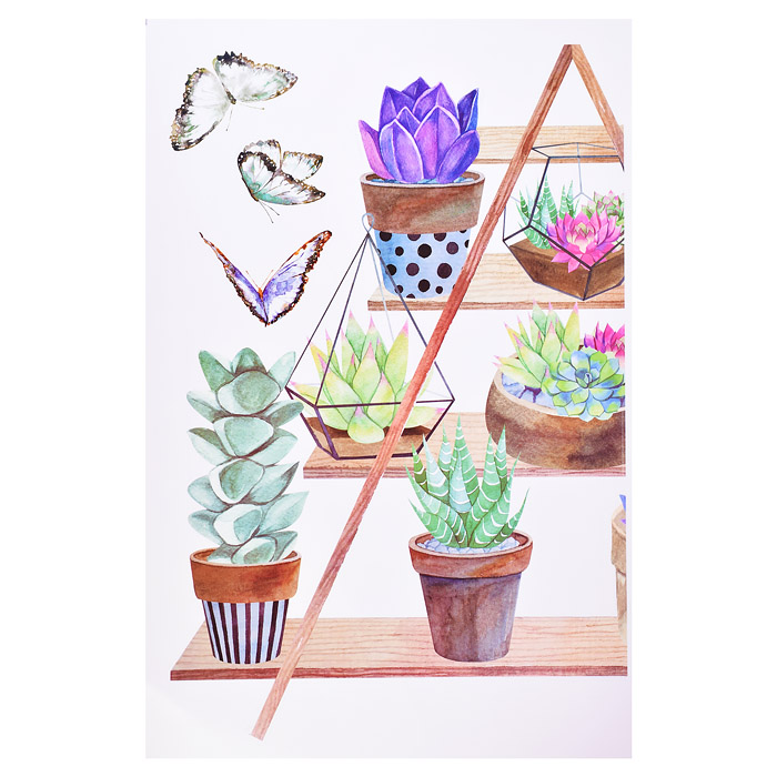 Интерьерная наклейка "Флористика" 60x90 см, ПВХ, в пластиковом пакете с блистерным подвесом