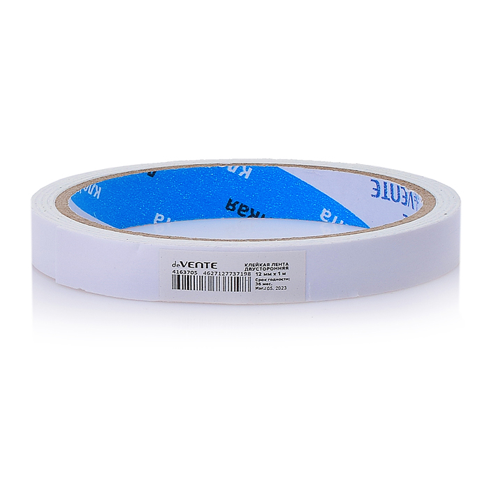 Клейкая лента двусторонняя, вспененная основа 1 мм, 12 ммx1 м, картонная втулка