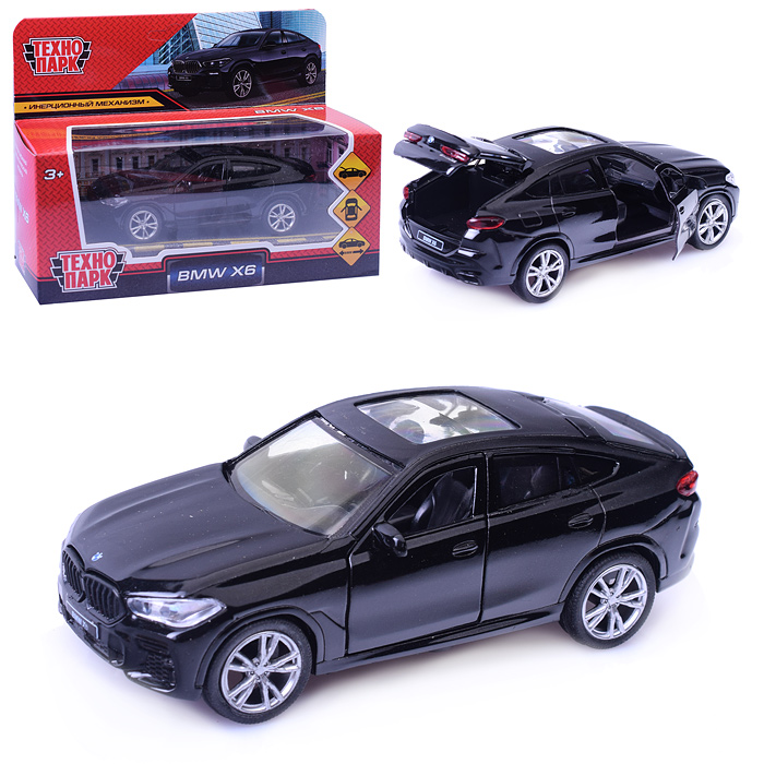 Машина металл BMW X6, 12 см, (двери, багаж, черный) инерц. в коробке Машина металл BMW X6, 12 см, (двери, багаж, черный) инерц. в коробке