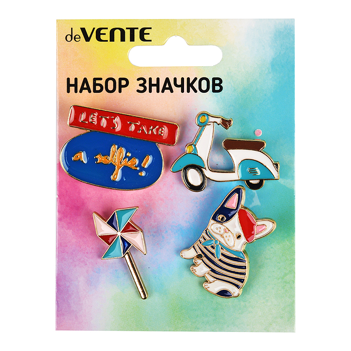 Фото к товару Набор значков "Chic Girl" эмалированные, размер изделий: Let's take a selfie 3,3x2,3 см, ще Набор значков "Chic Girl" эмалированные, размер изделий: Let's take a selfie 3,3x2,3 см, ще