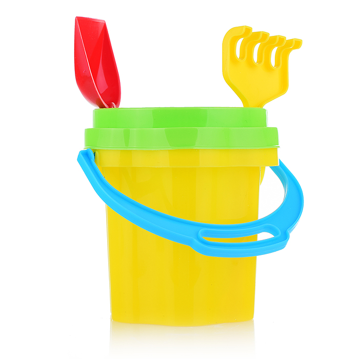 Фото к товару Песочный набор №106 (ведро 0,3 л, сито, совок, грабли, машинка "Бублик") Песочный набор №106 (ведро 0,3 л, сито, совок, грабли, машинка "Бублик")