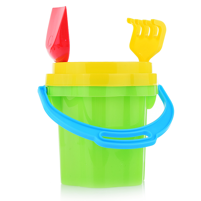 Фото к товару Песочный набор №106 (ведро 0,3 л, сито, совок, грабли, машинка "Бублик") Песочный набор №106 (ведро 0,3 л, сито, совок, грабли, машинка "Бублик")