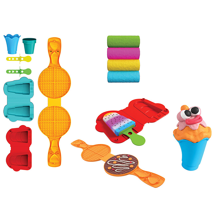Фото к товару Набор для лепки "Вафли и мороженое" тесто 4х50г Набор для лепки "Вафли и мороженое" тесто 4х50г