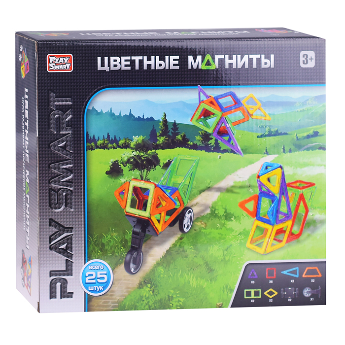 Фото к товару Конструктор магнитный 2474 "Цветные магниты" 25 дет., в коробке Конструктор магнитный 2474 "Цветные магниты" 25 дет., в коробке