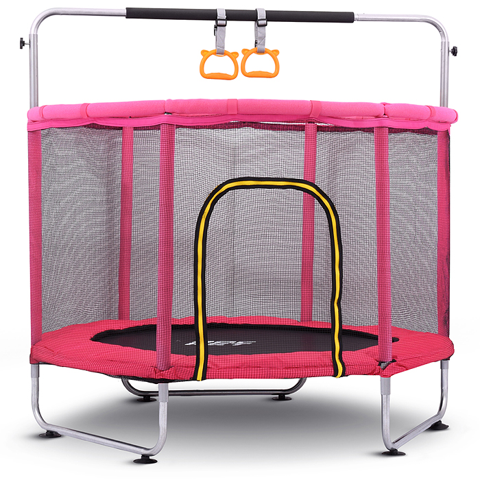 Фото к товару Батут ROCKET, d=140, внешняя сетка высотой 74 см., общая высота 110 см. розовый Батут ROCKET, d=140, внешняя сетка высотой 74 см., общая высота 110 см. розовый