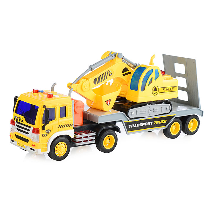 Машина WY571A "Автовоз" с экскаватором 1:16 (свет, звук)  в коробке