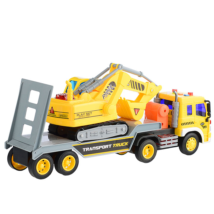 Машина WY571A "Автовоз" с экскаватором 1:16 (свет, звук)  в коробке