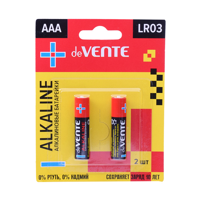 Батарейка "Alkaline" алкалиновая, AAA, LR03, 1,5В, 2 шт в блистере Батарейка "Alkaline" алкалиновая, AAA, LR03, 1,5В, 2 шт в блистере