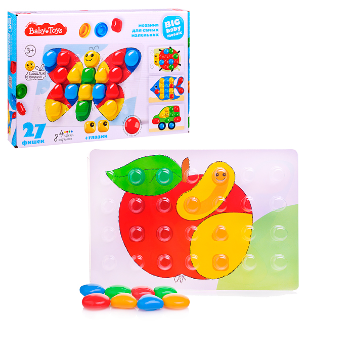 Мозаика для самых маленьких "Бабочка" d40/4 цв/ 27 эл BABY TOYS Мозаика для самых маленьких "Бабочка" d40/4 цв/ 27 эл BABY TOYS