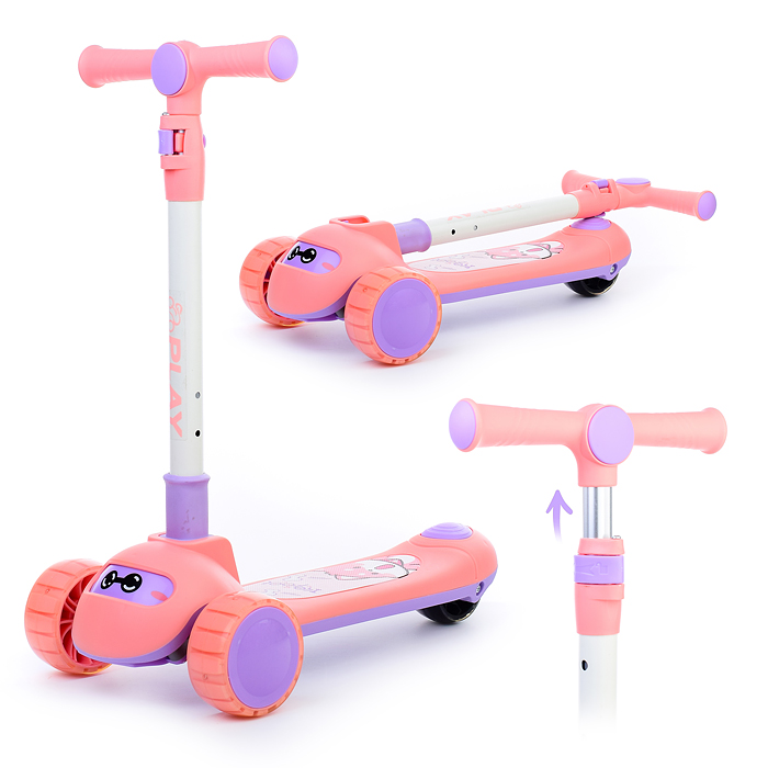 Самокат U038230Y 3-х кол., розовый, PU, ABEC 7, в коробке