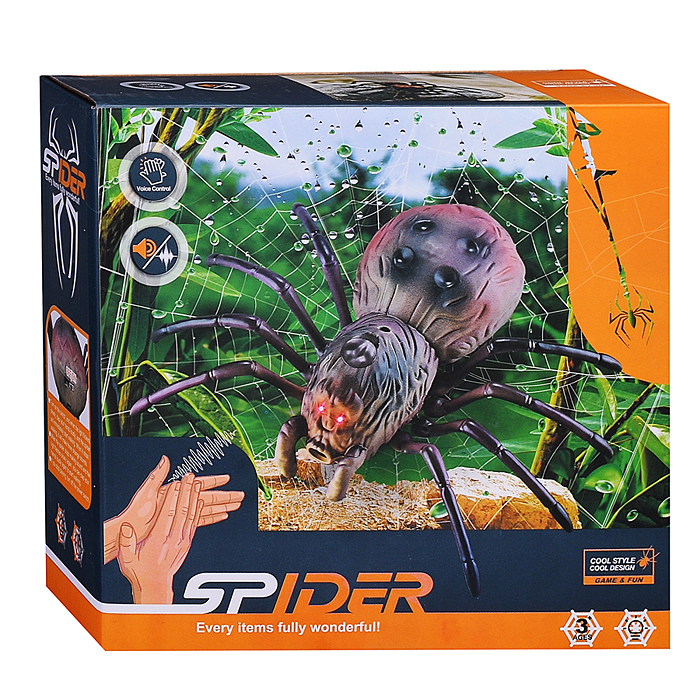 Паук TT8001 (с голосовой активацией, со светом и звуком) в коробке