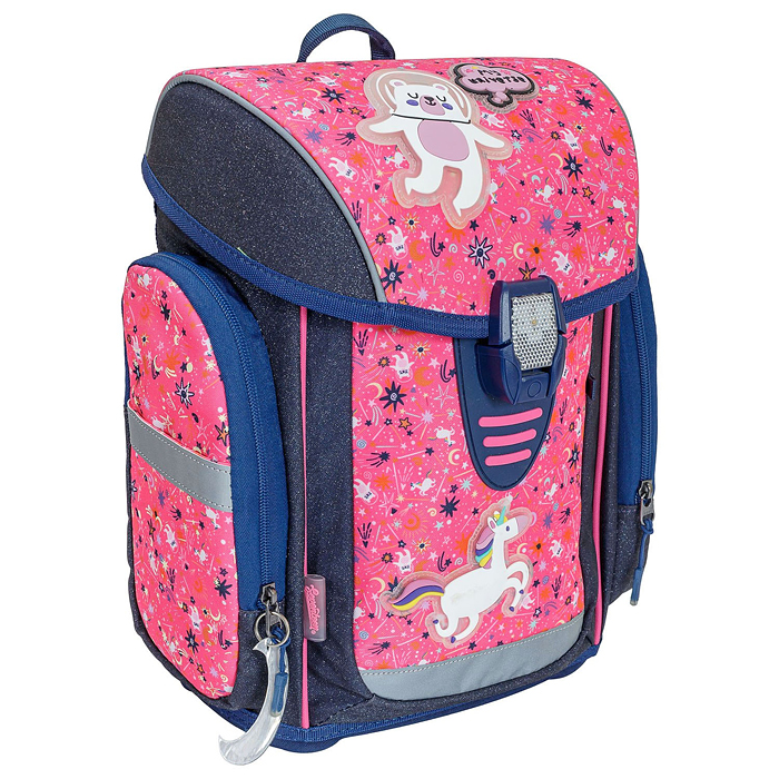 Фото к товару Ранец Seventeen Звери в космосе с эргономической спинкой и светящимся замком 33х25х14см Ранец Seventeen Звери в космосе с эргономической спинкой и светящимся замком 33х25х14см