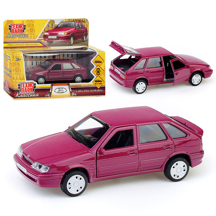 Машина металл LADA -2114 "Samara", 12 см, (двер, баг, фиолетовый) инерц, в коробке Машина металл LADA -2114 "Samara", 12 см, (двер, баг, фиолетовый) инерц, в коробке