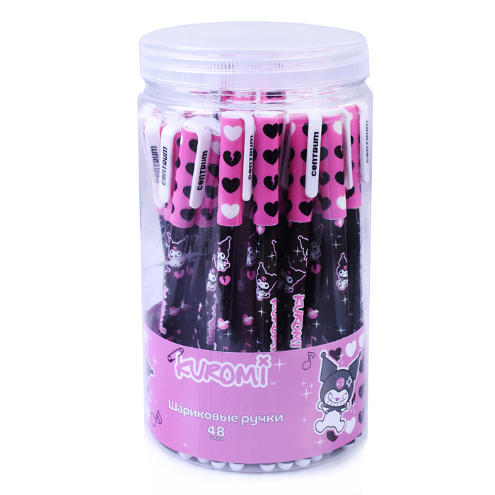 Фото к товару Ручка шариковая Kuromi, цвет чернил синий, 0,7 мм, в друме Ручка шариковая Kuromi, цвет чернил синий, 0,7 мм, в друме