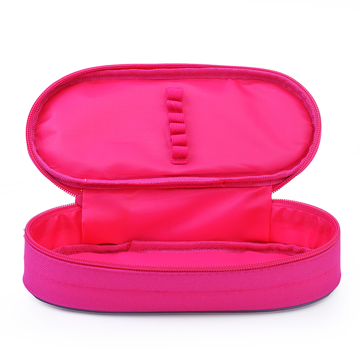 Пенал-косметичка объемный, жесткий, ткань (малиновый) 210/85/50 