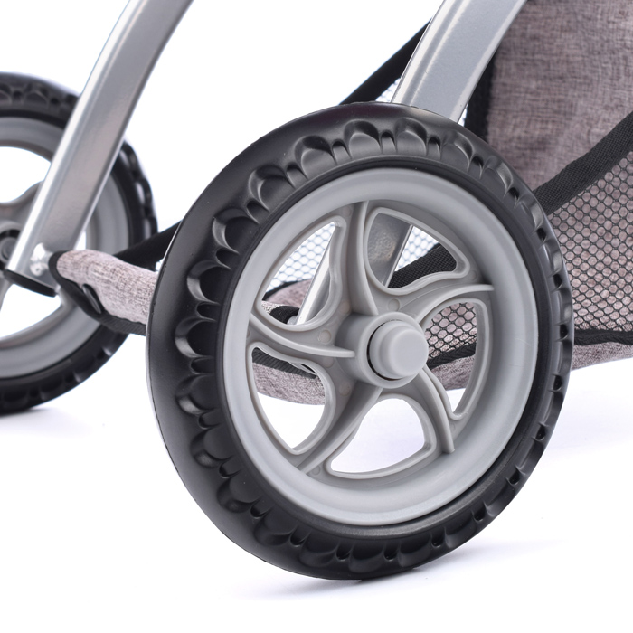 Коляска для кукол 9651C прогулочная, металлическая, цвет бордово-серый